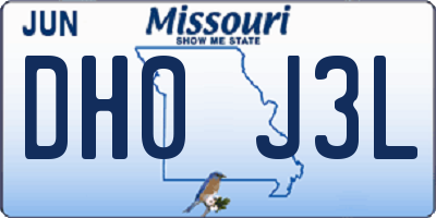 MO license plate DH0J3L