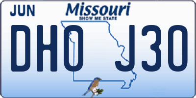 MO license plate DH0J3O