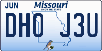 MO license plate DH0J3U