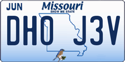MO license plate DH0J3V