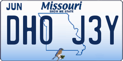 MO license plate DH0J3Y