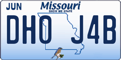 MO license plate DH0J4B