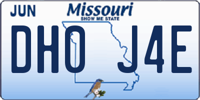 MO license plate DH0J4E