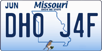 MO license plate DH0J4F