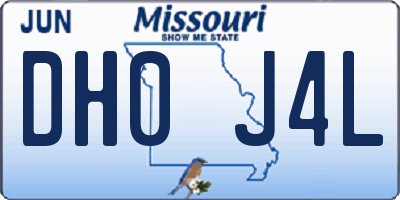 MO license plate DH0J4L