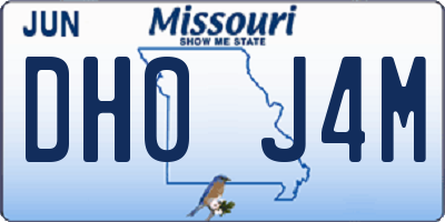 MO license plate DH0J4M