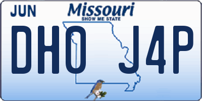 MO license plate DH0J4P