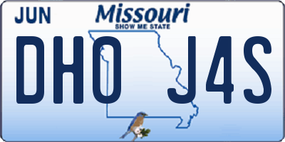 MO license plate DH0J4S