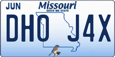 MO license plate DH0J4X