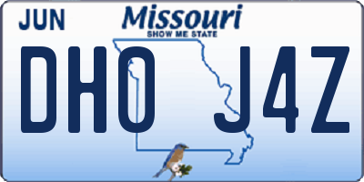 MO license plate DH0J4Z