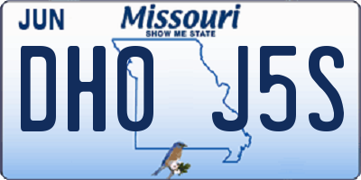 MO license plate DH0J5S