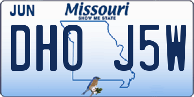 MO license plate DH0J5W