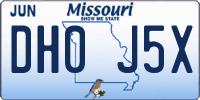 MO license plate DH0J5X
