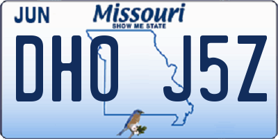 MO license plate DH0J5Z