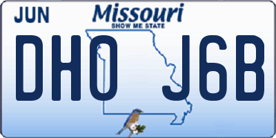 MO license plate DH0J6B