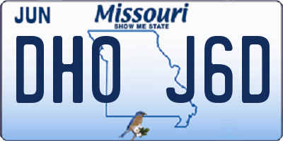 MO license plate DH0J6D
