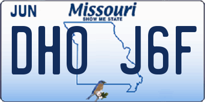 MO license plate DH0J6F