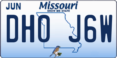 MO license plate DH0J6W