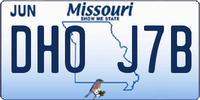 MO license plate DH0J7B