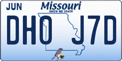 MO license plate DH0J7D