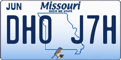 MO license plate DH0J7H