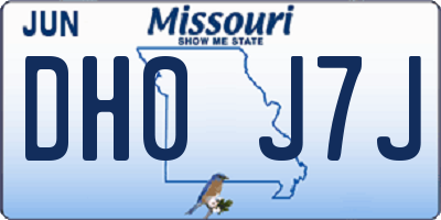 MO license plate DH0J7J