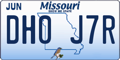 MO license plate DH0J7R