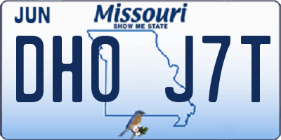 MO license plate DH0J7T
