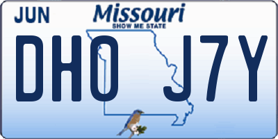 MO license plate DH0J7Y