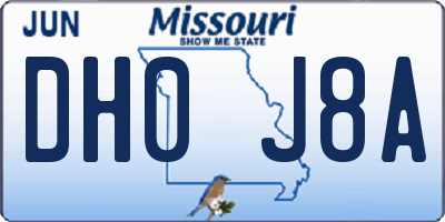 MO license plate DH0J8A