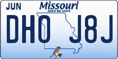 MO license plate DH0J8J