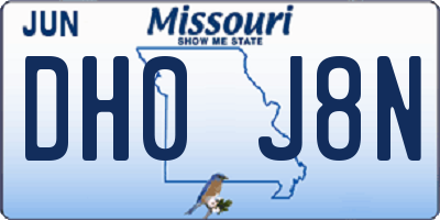 MO license plate DH0J8N