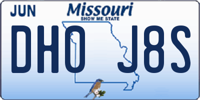 MO license plate DH0J8S