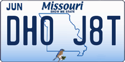MO license plate DH0J8T