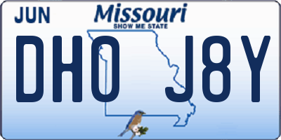 MO license plate DH0J8Y