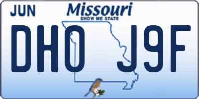 MO license plate DH0J9F