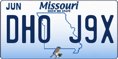 MO license plate DH0J9X