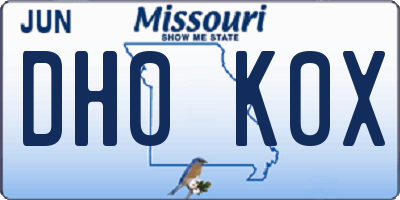 MO license plate DH0K0X