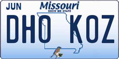 MO license plate DH0K0Z