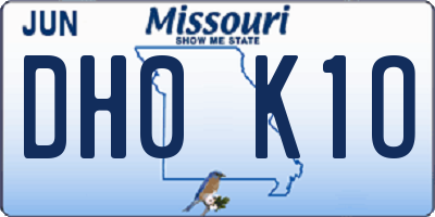 MO license plate DH0K1O