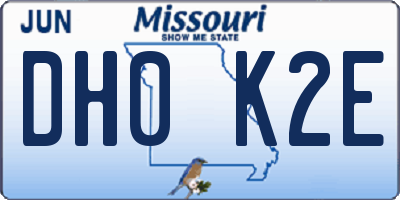 MO license plate DH0K2E