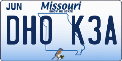 MO license plate DH0K3A