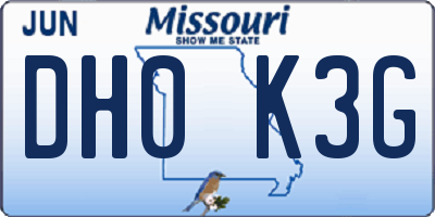 MO license plate DH0K3G