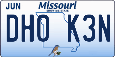 MO license plate DH0K3N