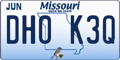 MO license plate DH0K3Q
