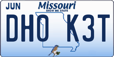 MO license plate DH0K3T