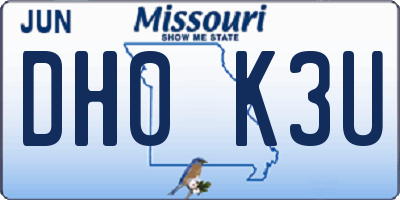 MO license plate DH0K3U