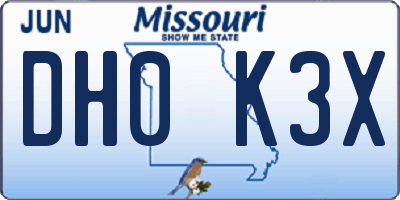 MO license plate DH0K3X