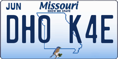 MO license plate DH0K4E