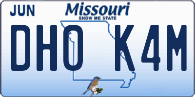 MO license plate DH0K4M